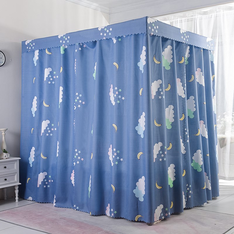 遮光帘家用双人床床幔隔断帘遮光布卧室单人床防尘挡风布帘全包围