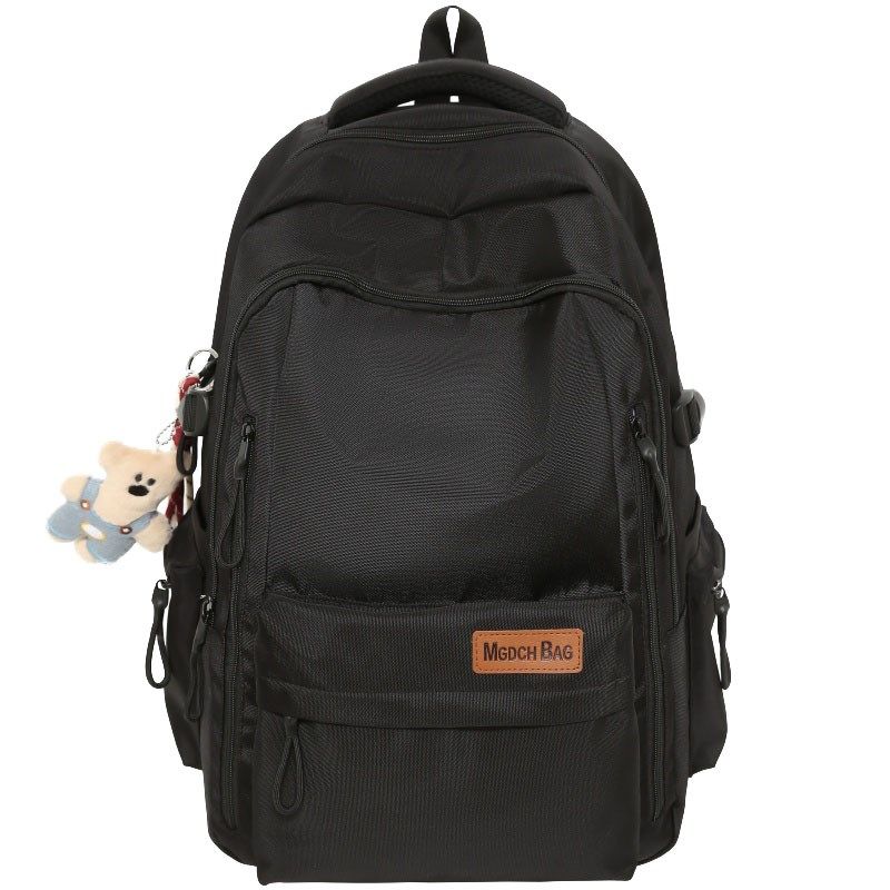 高中生书包2024新款男生潮流黑色双肩包女旅游轻便大容量电脑背包