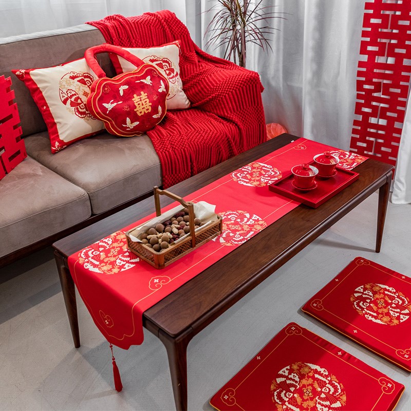 结婚敬茶跪垫婚礼红色喜字改口婚礼婚庆防滑拜堂垫坐垫两用一对