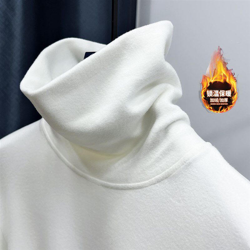 暖阳绒加厚打底衫男高领冬澳绒白色双面德绒保暖内搭长袖加绒T恤