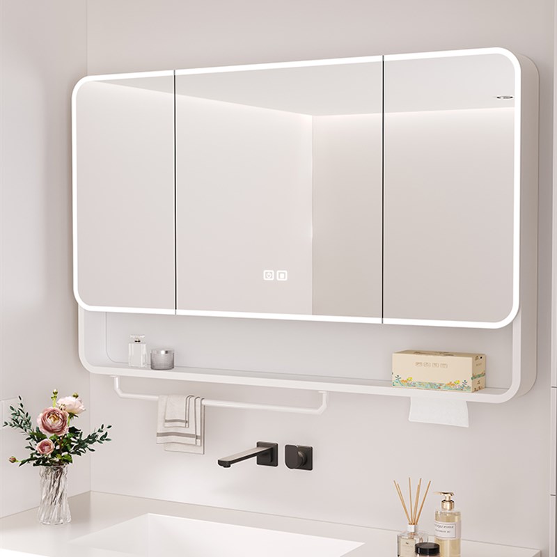 加厚智能浴室镜柜挂墙式卫生间单独镜子带置物架毛巾杆镜箱收纳柜
