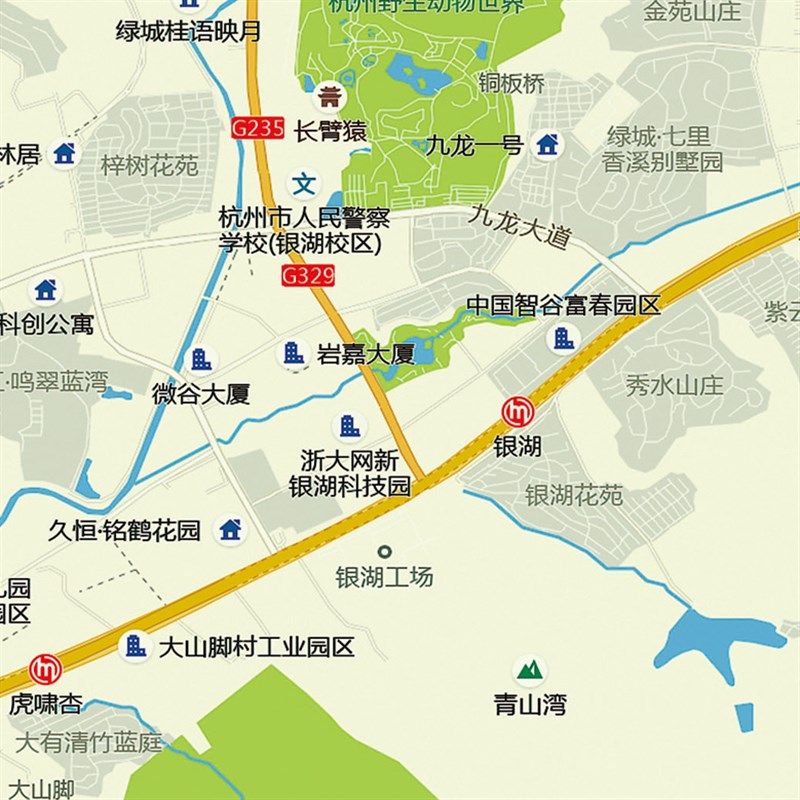 2024新款杭州市区地图办公室挂图高清防水墙壁贴超大装饰画定制
