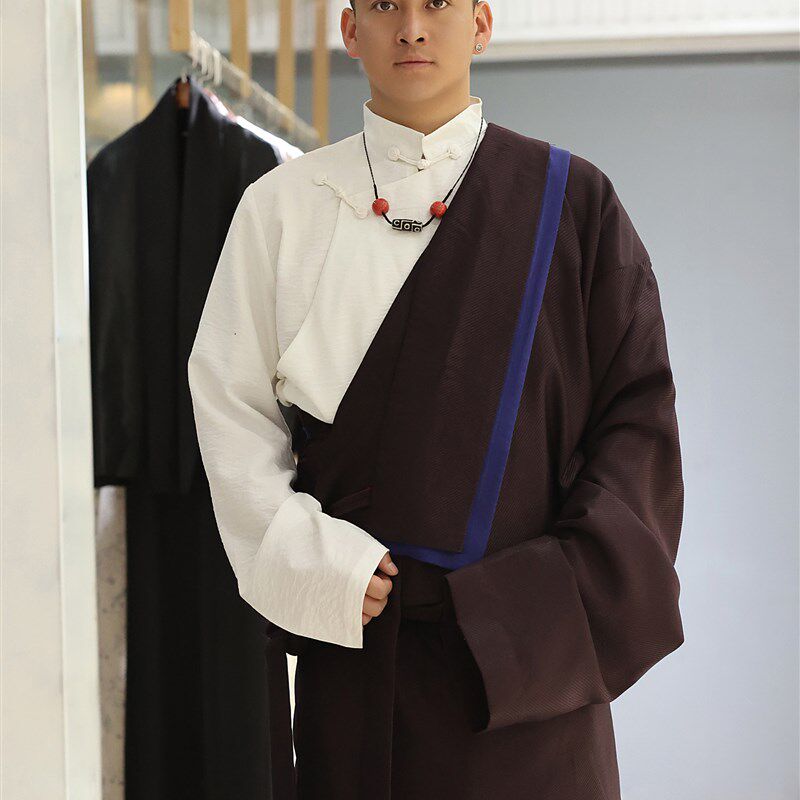 藏装男夏藏服男士传统藏袍康装新款藏族服饰西藏服民族风春款拼色