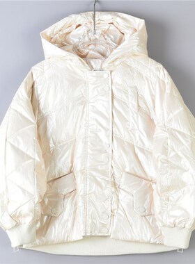 冬季韩版连帽羽绒服1111L76726宽松面包服时尚亮面少女感保暖棉服