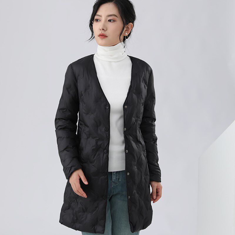 羽绒内胆女轻薄内搭配大衣伴侣秋冬季内穿中长款低领打底羽绒服