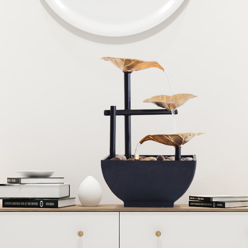 桌面流水摆件中式招财自动循环水小型办公室茶桌茶台办公桌装饰品