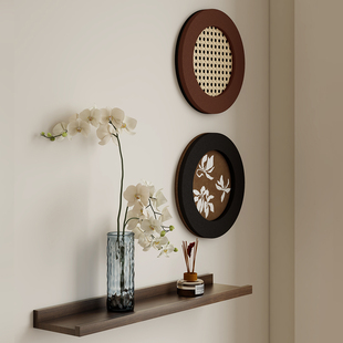 立体竹编隔板置物板侘寂风美拉德客厅装饰画餐厅挂画玄关卧室壁画