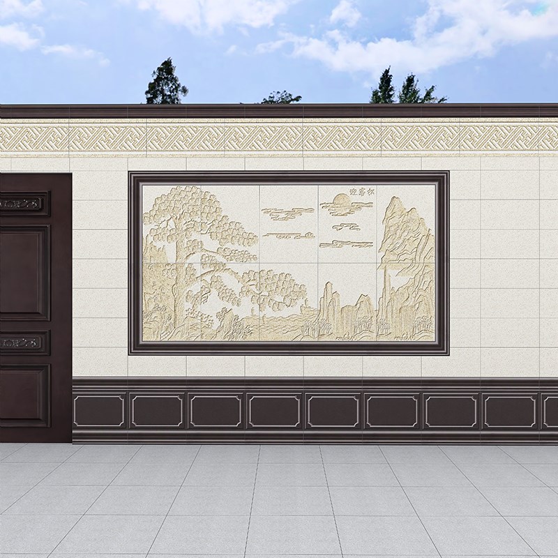 影壁墙雕花瓷砖拼花窗花浮雕壁画砖别墅院子外墙瓷砖照壁墙瓷砖