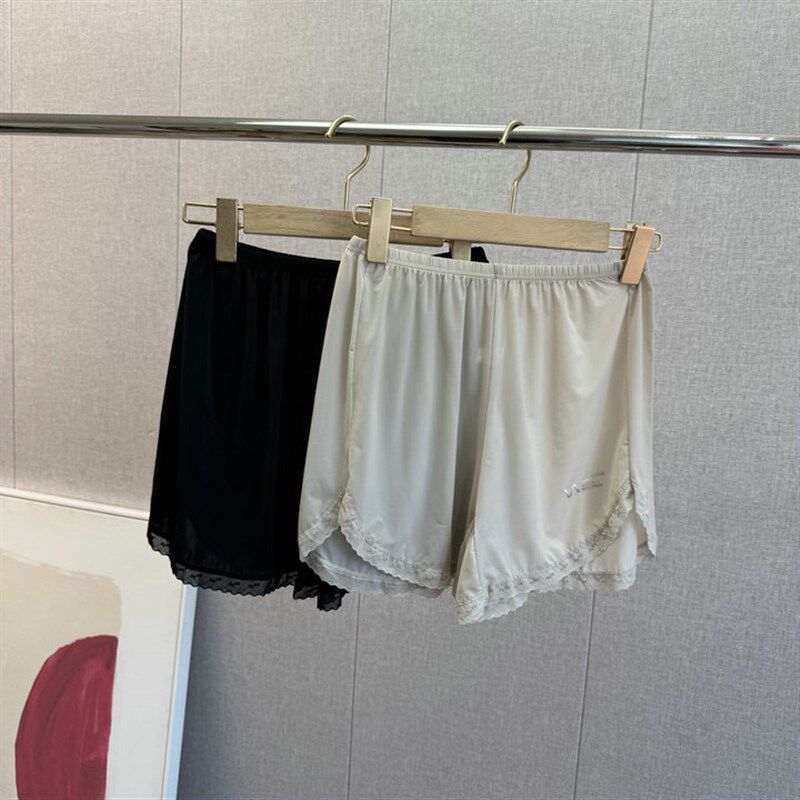 侧边蕾丝开叉女生夏季薄款防走光不卷边宽松冰爽短款打底安全裤