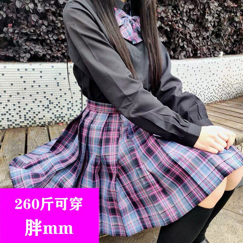 JK电竞大码衬衫女长袖黑r暗系类胖mm200斤微胖女生蝴蝶结个性衬衣