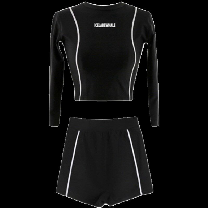 游泳馆专用泳衣女款专业训练保守分体纯欲高级感长袖小个子泡温泉