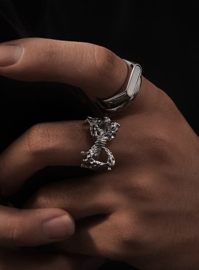 Saz液态奶酪蝴蝶结男士和女士与高端情侣戒指堆叠,甜蜜,凉爽和可