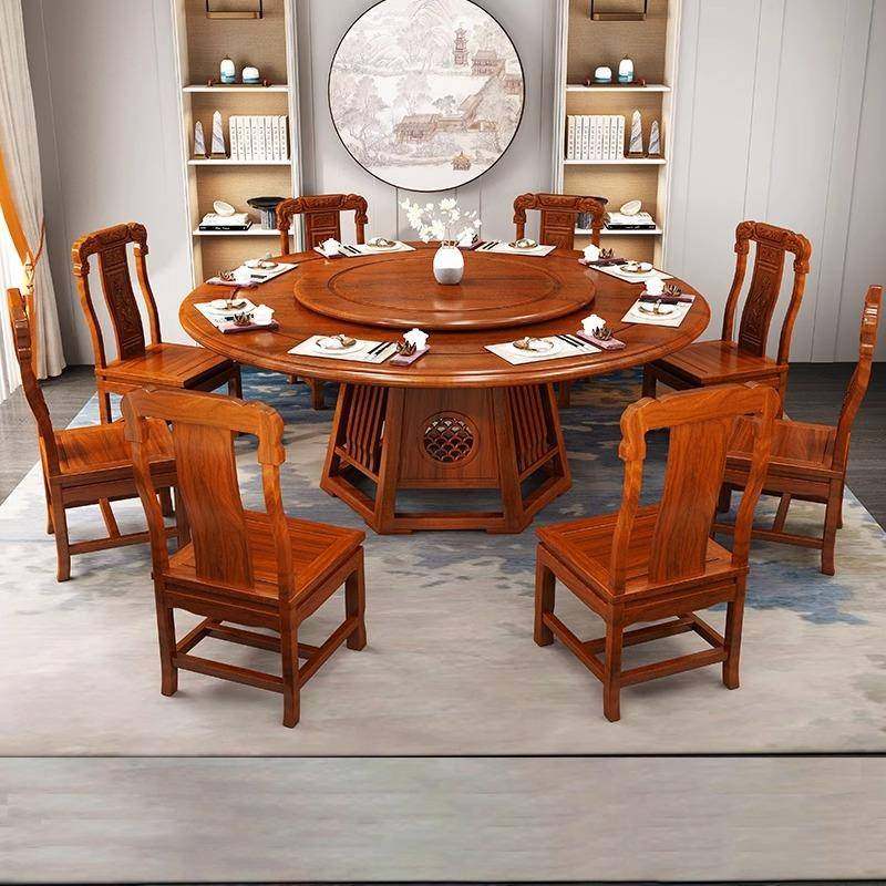 新中式花梨木实木餐桌椅组合全实木圆桌带转盘仿古别墅家用大气款,机械设备,其他机械设备,淘宝优惠券,粉丝福利购,淘宝优惠卷