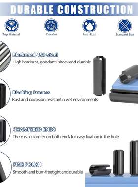 370pcs直槽衬套弹簧钢卷制销英制碳钢黑色弹性开口销盒装