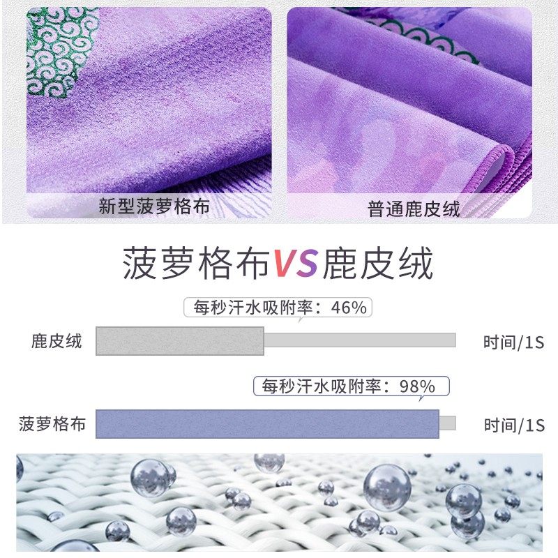 梵茂便携瑜伽垫铺巾防滑瑜伽毯子可折叠吸汗健身毛巾布女机洗