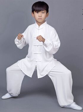 青少年学生太极服春m夏武术练功服太极拳服男女小孩儿童团体表演