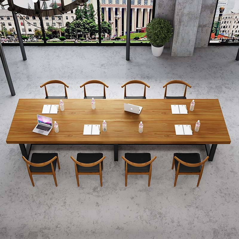 简约办公室实木长条办公桌 大型培训会议桌子商用职员办公电脑桌