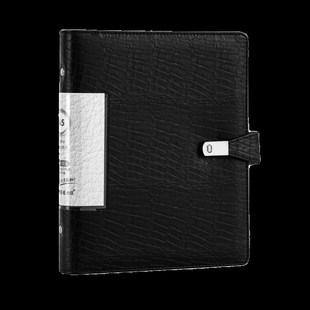 A5高档皮革活页夹资料册PU办公文件夹20孔打孔夹100页多层插页袋