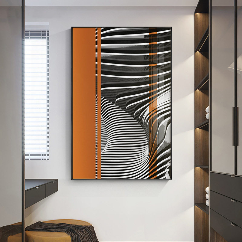 工业风装饰画玄关壁画抽象线条餐厅壁画挂画客厅大幅玻璃画落地画