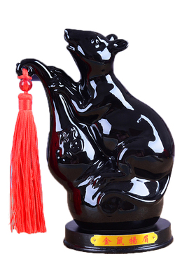 陶瓷十二12生肖小摆件招财黑色鼠牛狗猪虎兔马羊龙蛇家居办公摆设