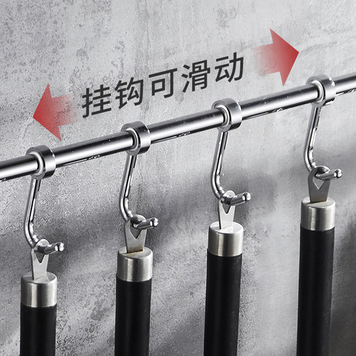 厨房毛巾杆全铜抹布洗碗布挂杆挂钩架置物架壁挂打孔式可活动排钩