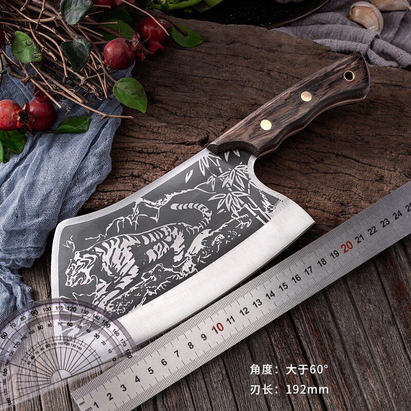 家用锋利切片菜刀不锈锰钢剁斩鸡鸭骨宰鱼鹰纹猛虎斩切刀斩切两用