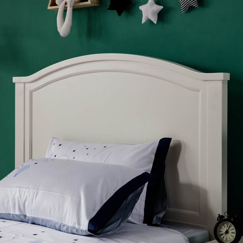 全实木儿童床男孩女孩1.2m单人床小孩房青少年1米5美式女生床白色