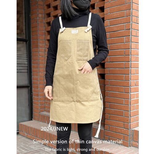 帆布围裙防污咖啡师奶茶理发店美甲工作服定制logo餐饮牛仔罩衣