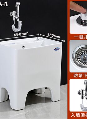 陶瓷高脚18厘米拖把池阳台墩布池加高下水12厘Q米拖布池拖布盆家