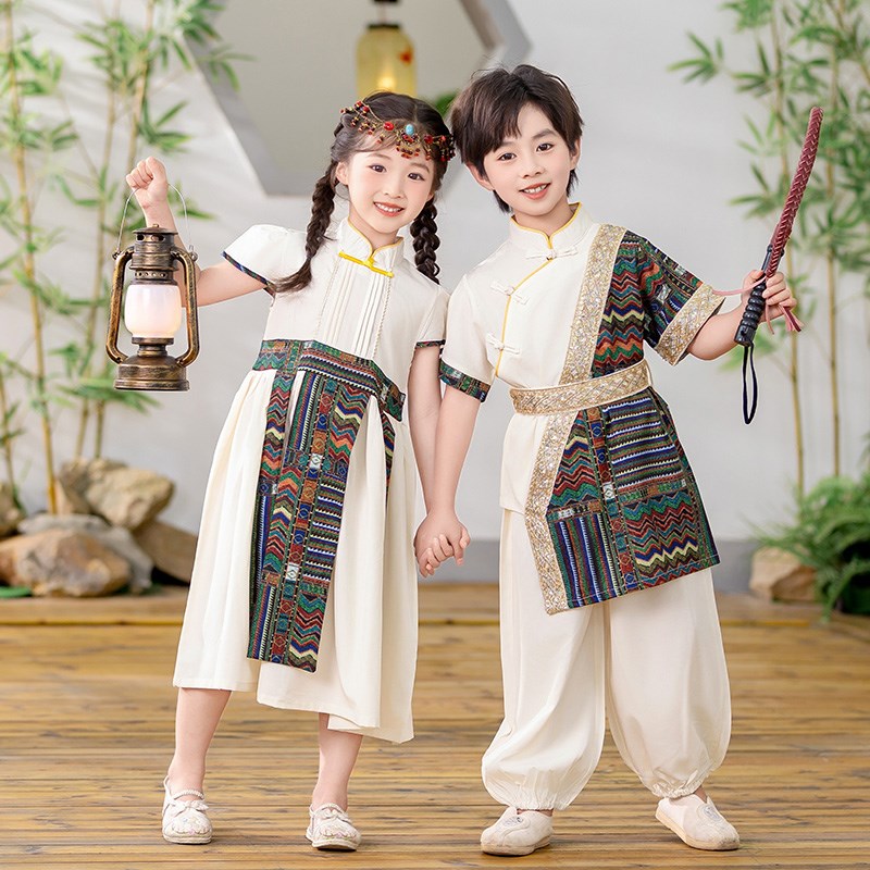 男女宝宝夏季藏族民族风服装幼儿园园服毕业服六一古装舞蹈表演服