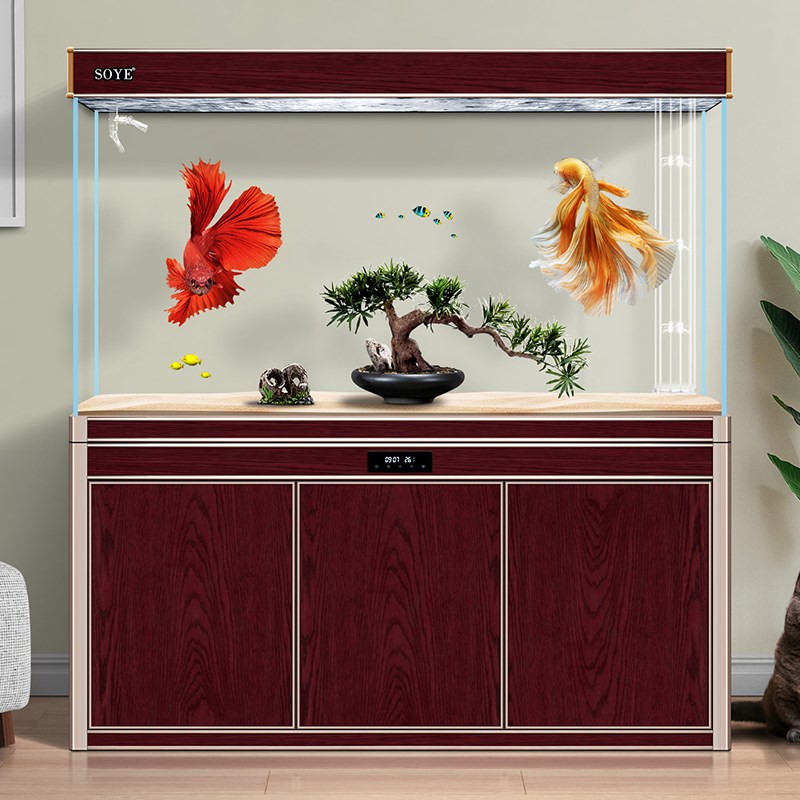 索一玄关智能超白鱼缸水族箱屏风生态客厅大型底滤2024新款隔断