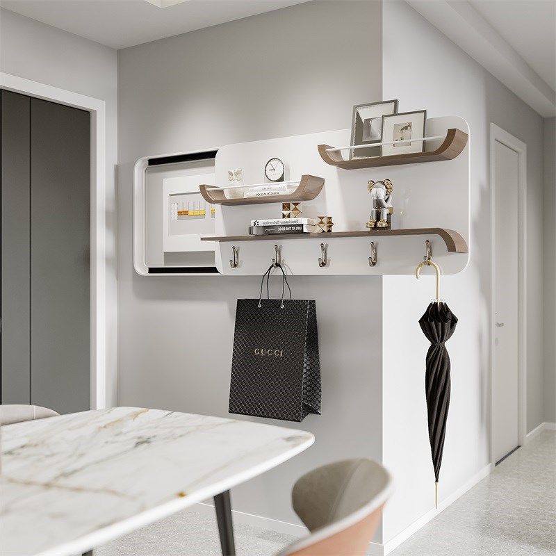 电表箱遮挡装饰画现代简约多功能配电箱实木挂衣架玄关置物架壁挂