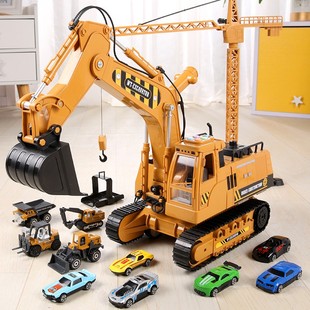 儿童工程车玩具套装挖掘机大号挖土机推土机合金小汽车男孩宝宝