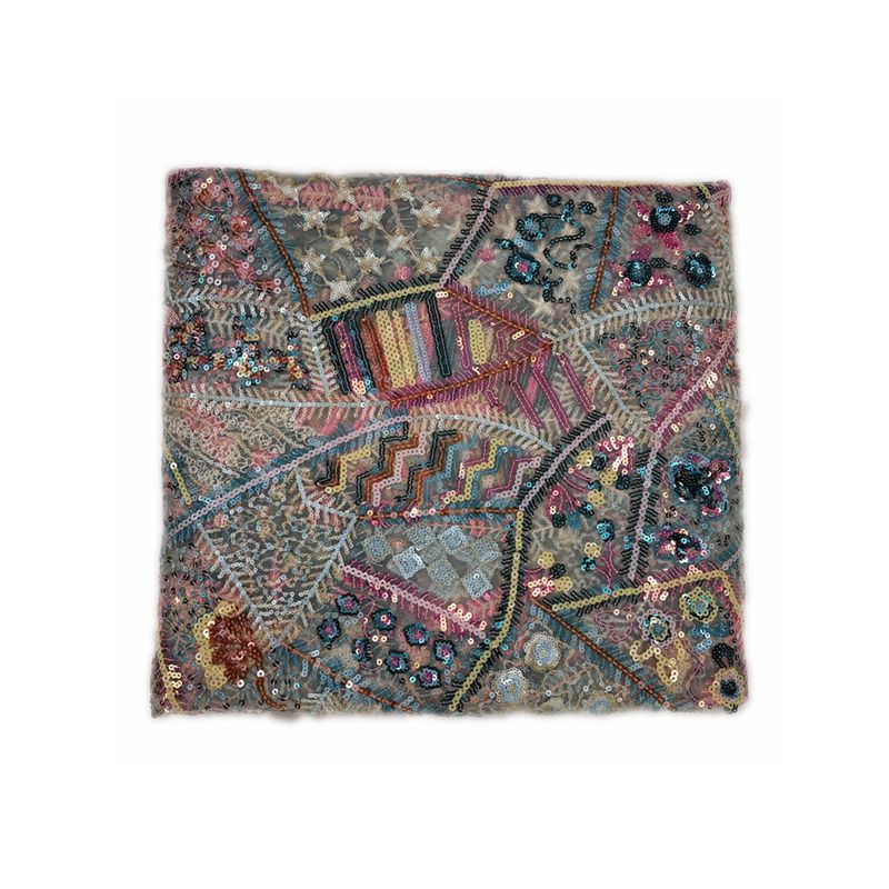 亮片混纺刺绣网纱面料定制几何民族风图案服装提花水溶蕾丝布料