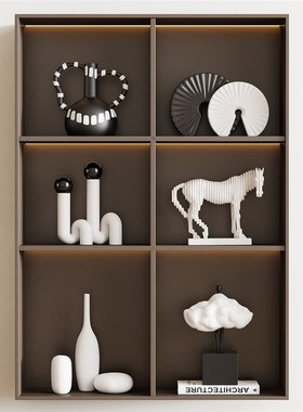 现代简约客厅酒柜摆件酒店样板房隔断柜壁龛软装小众艺术摆设