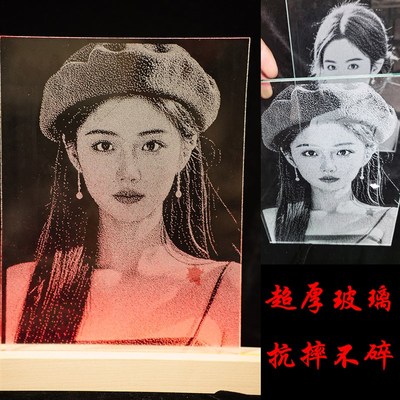 锤子玻璃画定制手工敲打画锤子画玻璃锤子画真人照片非遗琉璃画像