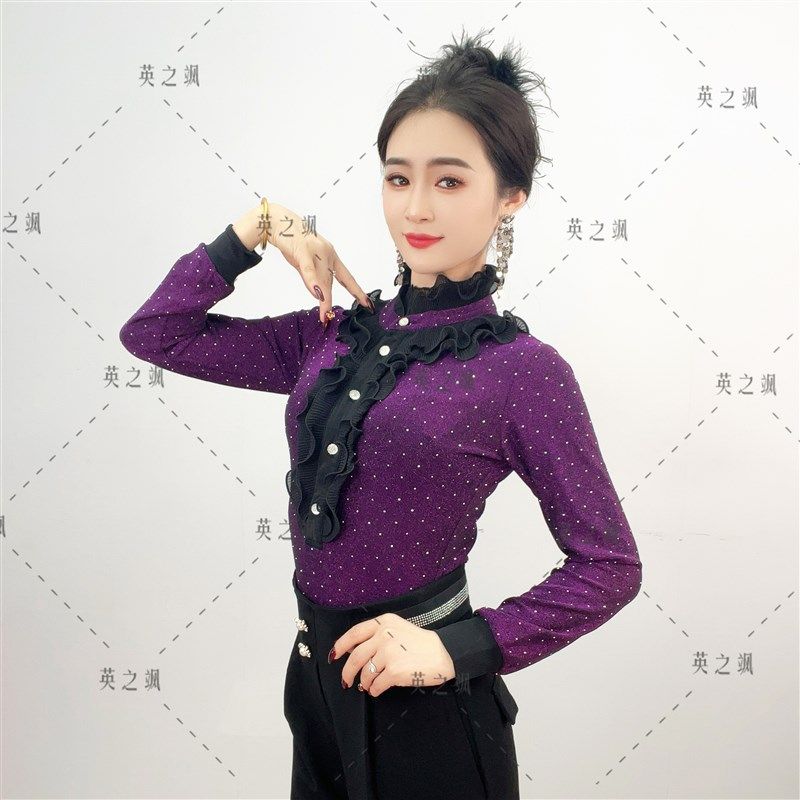 2230英之飒新k款时尚花边广场跳舞吉特巴水兵舞女高级舞蹈连体上