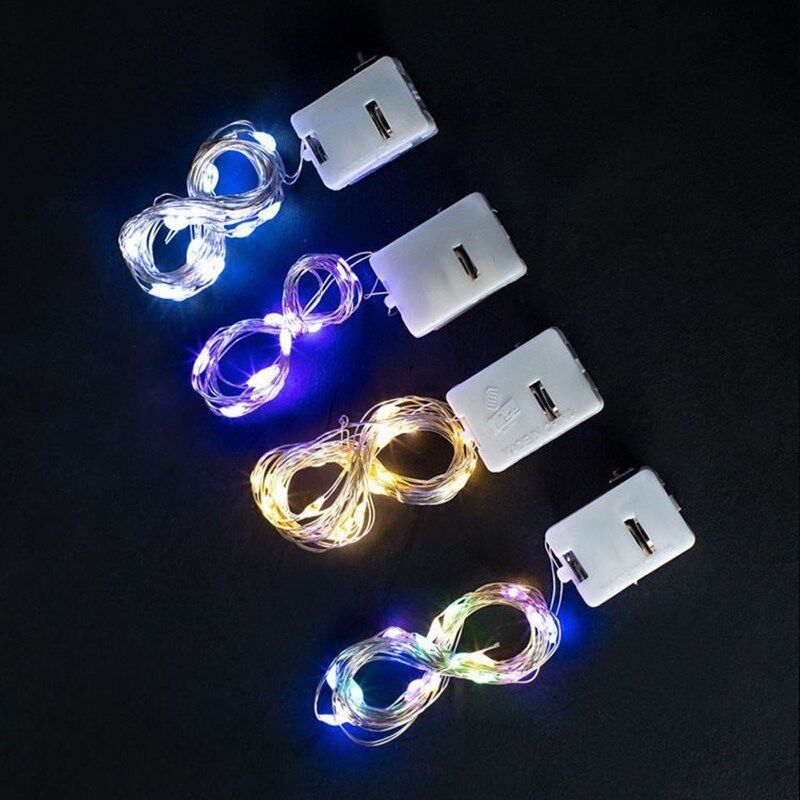 生日蛋糕装饰灯led闪光灯串翅膀羽毛铜线小彩灯纽扣电池灯带插件