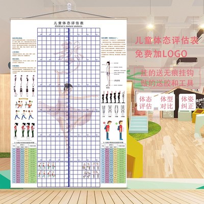 儿童体态评估表舞蹈模特跆拳道培训少儿体测网格身高站姿纠正墙图