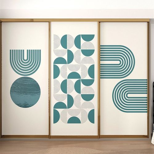 简约线条卧室衣柜拉门贴纸玻璃贴移门改造壁纸自粘电梯门厚防水