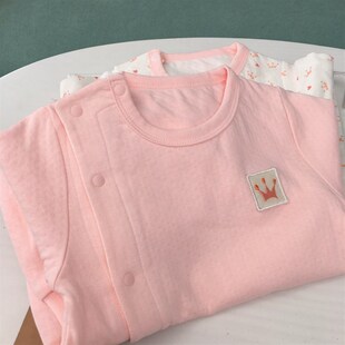 66-90码婴儿爬服男女宝宝长款连体衣春秋季新生儿哈衣斜开扣