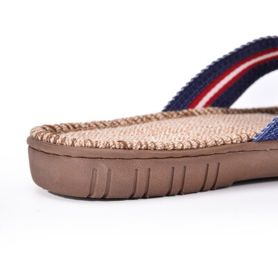 硕牌春夏亚麻拖鞋3413女士居家透气吸汗厚底防滑日系家居细麻护脚