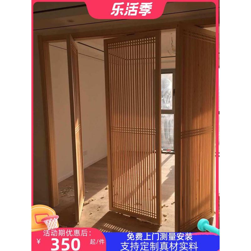 中式旋转门实木屏风镂空隔断玄关花格仿古门窗原木格栅榫卯可定