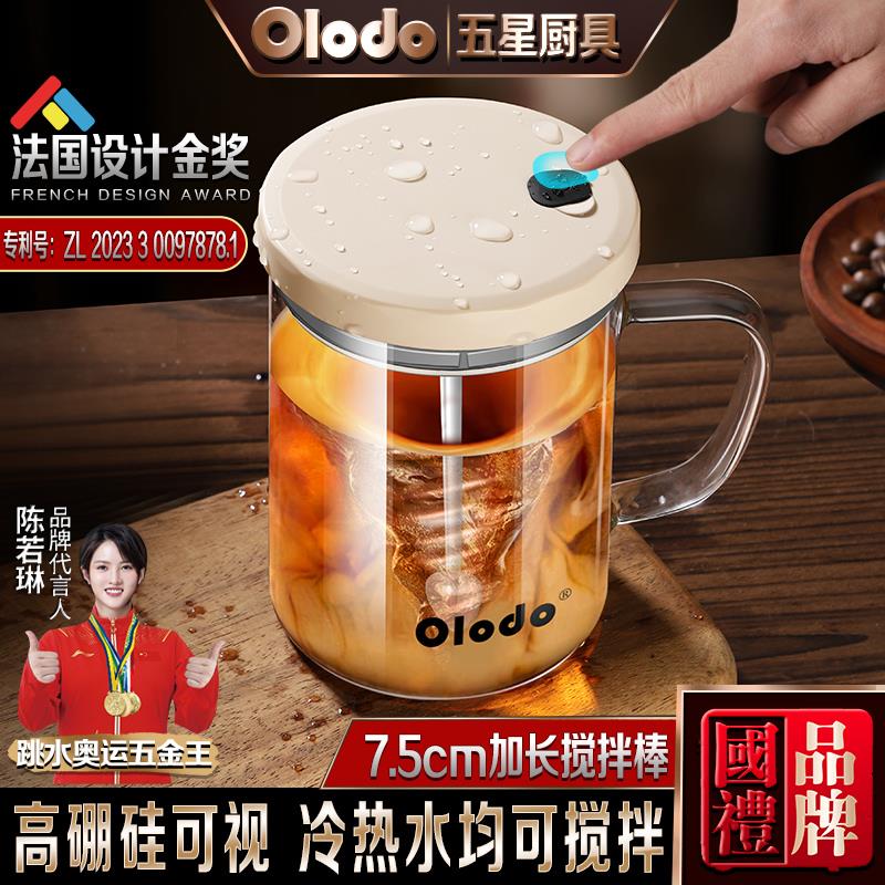 高硼硅玻璃搅拌杯强力可拆卸便携自动泡奶粉蛋白粉专用带搅拌杯子