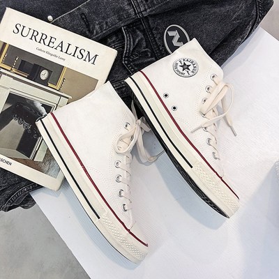 帆布鞋男高帮鞋子男款经典休闲板鞋2024新款春季潮流百搭布鞋黑色