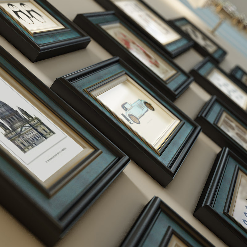 实木客厅照片墙装饰美式相框墙欧式相片墙挂墙现代建筑玄关组合画