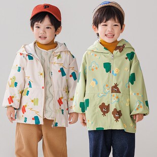 儿童秋冬季童趣羽绒服防脏罩衫防水长袖拉链罩衣幼儿园吃饭护衣