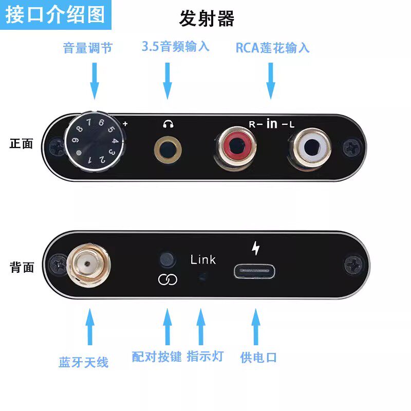 RL/3.5无线音频传输收发器支持2.4G音频无感低延迟传输50米可穿墙