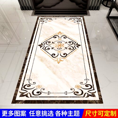 欧式地面拼花贴纸走廊过道自x粘地贴玄关客厅地板瓷砖贴画防水耐