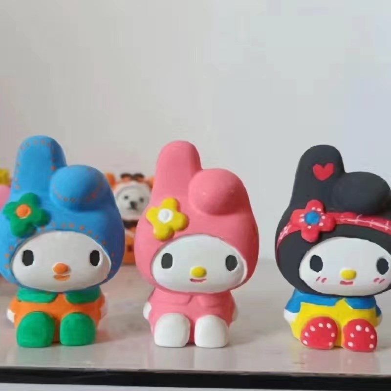 迷你小石膏d娃娃涂色玩具儿童彩绘染色白胚摆摊卡通diy画画立体